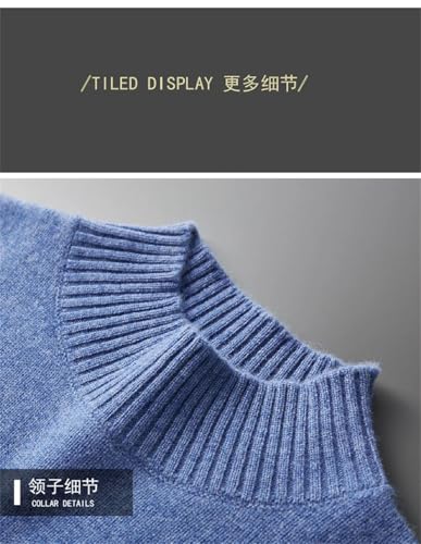 Men's Merino Clothes Semi-High Collar Loose Casual Solid Color Wool Knit Pullovers2