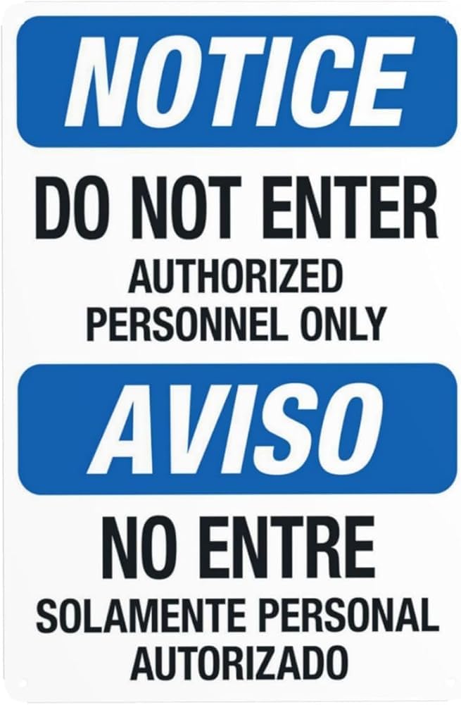Notice Do Not Enter Authorized Personnel Only Bilingual Warning Sign Do Not Enter Security Metal Signs For Business Home Garage Street Wall Safety Caution Decor Gift For Women Men 8x12 Inch