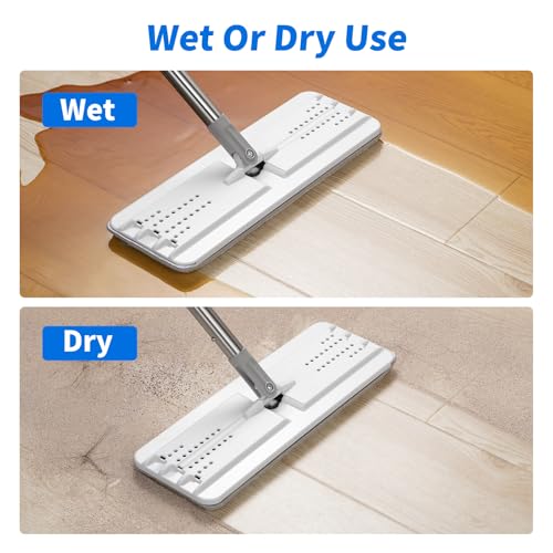Oshang Flat Mop Head Refill, 13" X 4.9" Flat Mop Pads, Microfiber Mop Pads Flat Mop Replacement Heads (White and Grey) - Thumbnail 7