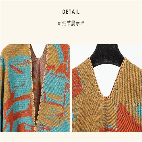 Capa poncho chal para otoño e invierno accesorio de abrigo grueso para mujer 6