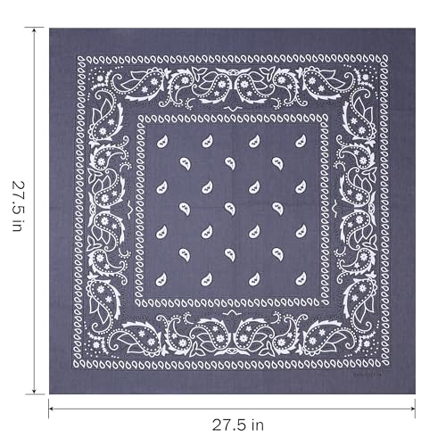 Image of Mochabao 100% Cotton 27 inch x 27 inch Large Bandanas for Men & Women, Multi-Purpose Bandana Headbands, Square Head Scarf