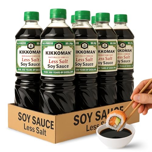 Salsa de Soja baja en sal, Salsa para Sushi, Soja Japonesa, ingredientes son 100% naturales sin aditivos ni conservantes, Para verduras, sopas, guisos, hacer salsas o aliñar las ensaladas, 5850 ml
