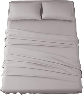 SONORO KATE Sheets Super Soft Microfiber 1800 Thread Count 16 Inch Deep Pocket 4 Piece Queen Grey