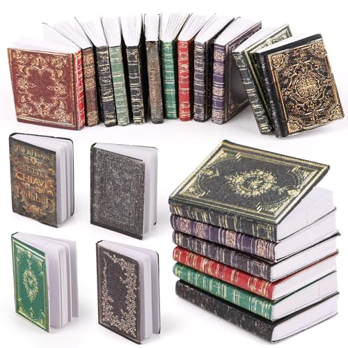 JOFONY Miniatur Puppenhaus Bücher, 12 Stück Miniatur Bücher Dekoration Zubehör für Puppenhaus Arbeitszimmer Schlafzimmer Bibliothek