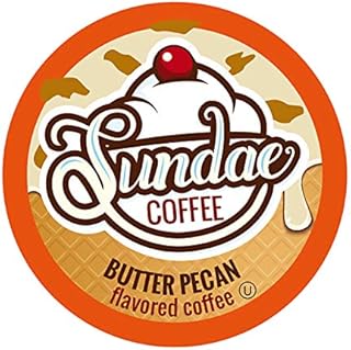 Sundae Ice Cream Flavored Coffee Pods, Compatible with 2.0 Keurig K-Cup Brewer, (Butter Pecan) 48 Count