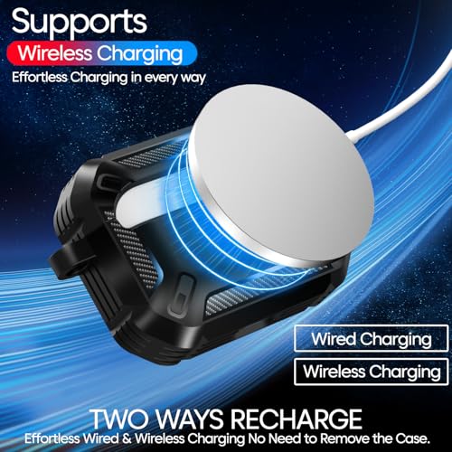 Image of Sounce Rugged Shockproof TPU Cover Compatible with AirPods Pro 2nd Gen USB C Lightning and 1st Gen Case with MagSafe Wireless Charging Drop Protection Matte Finish Protective Shell (Matte Black)