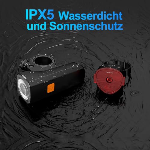 Fahrradlicht LED Set Fahrradbeleuchtung USB Wiederaufladbar Fahrradlampe IPX5 Wasserdichtes...