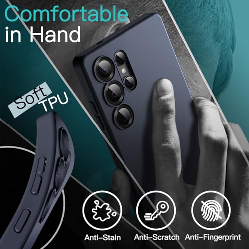 Image of JETech Slim Fit Cover TPU Case for Samsung Galaxy S25 Ultra 5G, Camera Lens Full Protection, Soft TPU Thin Protective Phone Cover with Matte Finish, Shockproof (Dark Blue)