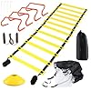 Yaegoo Speed Training Equipment Set, Football Agility Training Ladder, Includes 20ft Agility Ladder, 1 Parachute, 4 Agility Hurdles, 12 Disc Cones, 1 Jump Rope, 4 Stakes and a Storage Bag