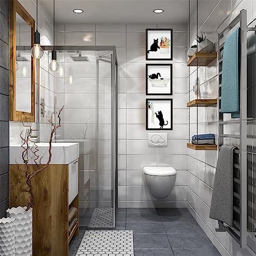 SUPERDANT Bathroom Wall Painting Black Cat Wall Art Poster Cat on Bathroom Pictures Cute Animal Picture Canvas Print Poster Cats Toilet Paper Art Posters for Restroom Funny Toilet Decor Set of 6 - Cosy Home Interiors SUPERDANT Bathroom Wall Painting Black Cat Wall Art Poster Cat on Bathroom Pictures Cute Animal Picture Canvas Print Poster Cats Toilet Paper Art Posters for Restroom Funny Toilet Decor Set of 6 - Image 4