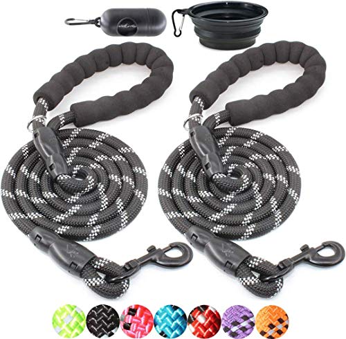 Baapet 2 Packs 5/6 Ft Dog Leash With Comfortable Padded Handle And Highly Reflective Threads Dog Leashes For Small Medium And Large Dogs (5Ft-1/2'', Black+Black) #TOP3