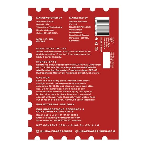 Image of HIRA Red Flag Perfume for Women 10 ml | Bold Floral, Tuberose & Patchouli Eau De Parfum for Date Nights | Long Lasting Perfume for Woman | Skin Friendly Perfumes | Gifts for Woman