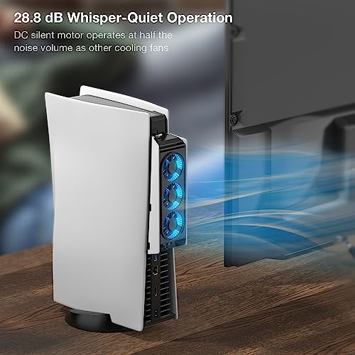 image for PS5 Cooling Fan, MEQI PS5 Accessories Upgraded Quiet Cooler Fan with L