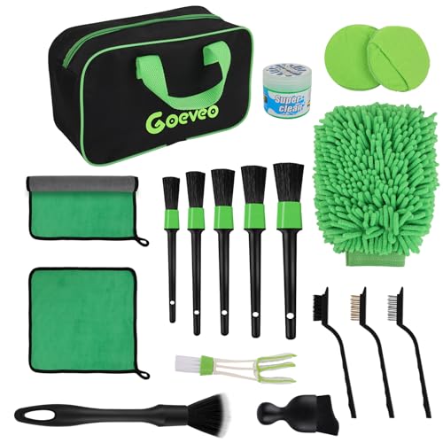 Goeveo 18PCS Car Detailing Brush Set, Car Interior Detailing Kit for Cleaning Interior, Exterior, Wheels, Dashboard, Upholstery Care, Professional Car Care Kit for Car Owners and Enthusiasts