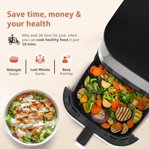 Image of V-Guard Emocia Pro Air Fryer (New Launch) | See-Through Window | 5 L Capacity for 3-5 People | 2 Year Coverage by V-Guard | Healthy Cooking | Touch Panel Control & Digital Display | Air Fryer Oven