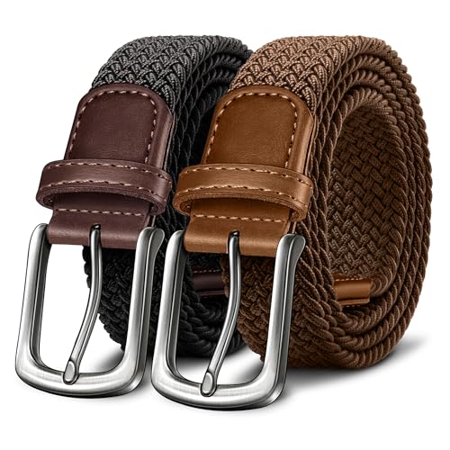 Image of KEMISANT Men's Golf Belt Nulti-pack, Braided Woven Stretch Belt for Gift Men Casual Jeans Sports Work 1 3 /8 inch