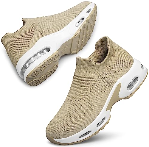 DOUSSPRT Womens Walking Shoes Slip on Sock Sneakers Lady Girls Nurse Mesh Air Cushion Platform Loafers Fashion Casual