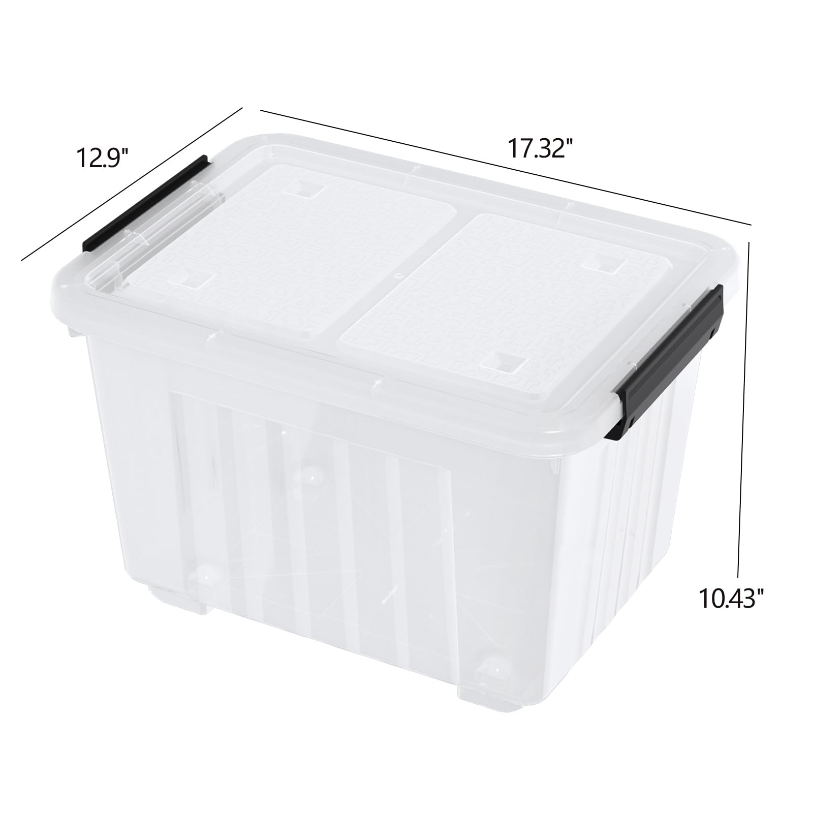Contenedor de almacenamiento apilable de plástico transparente de 30 cuartos con tapa, paquete de 4 cajas de cierre de plástico con ruedas