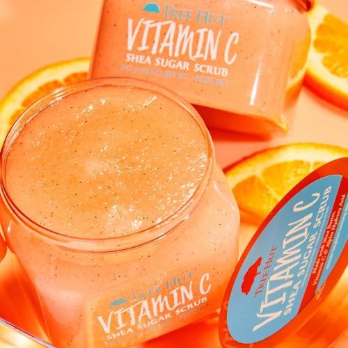 Image of Tree Hut Vitamin C Body Scrub, Exfoliating & Hydrating Sugar Scrub w / Shea Butter, Vitamin C & Essential Oils, Smooth Skin, Body Exfoliator For All Skin Types, Self Care Gifts for Women, Vegan, 18 Oz
