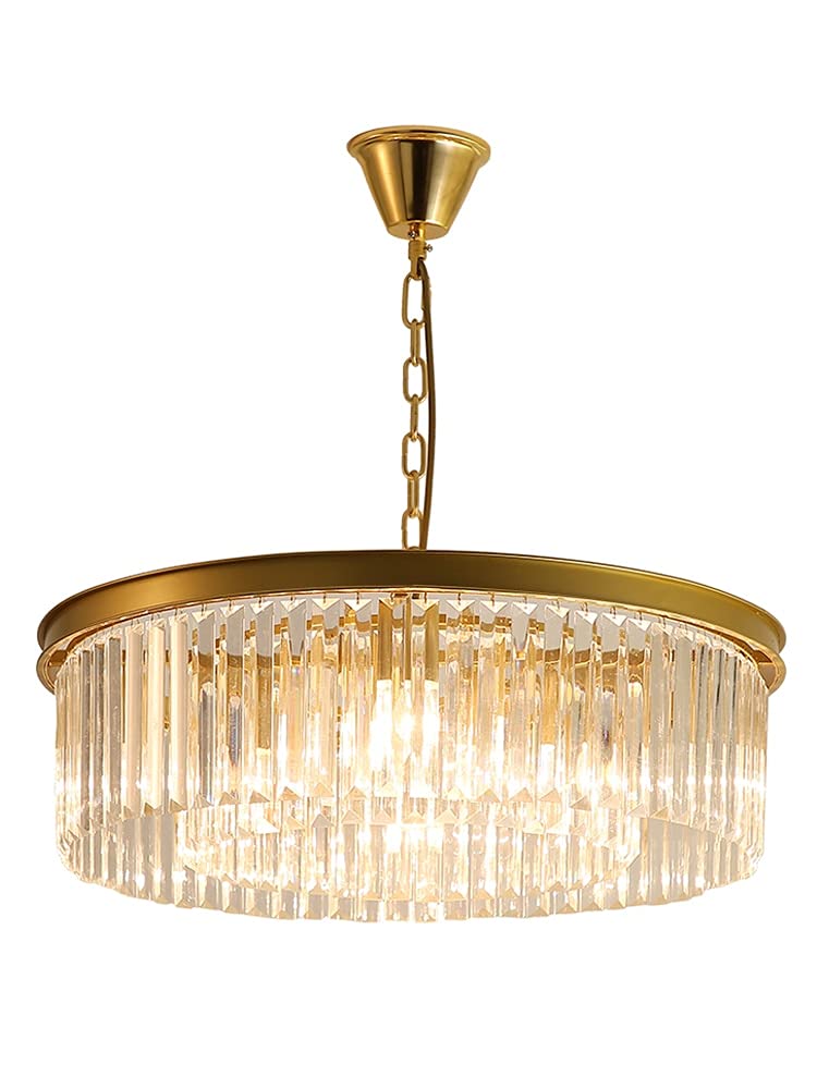 SMJY Chandelier Modern Round Chandelier American Minimalist Crystal Pendant Light, Retro Gold Crystal Chandelier LED Ceiling Light Living Room Restaurant Hotel Hanging Lamp Fixture E14
