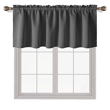 LORDTEX Blackout Valances Curtains, 2 Panels, 42x18 inch, Dark Grey