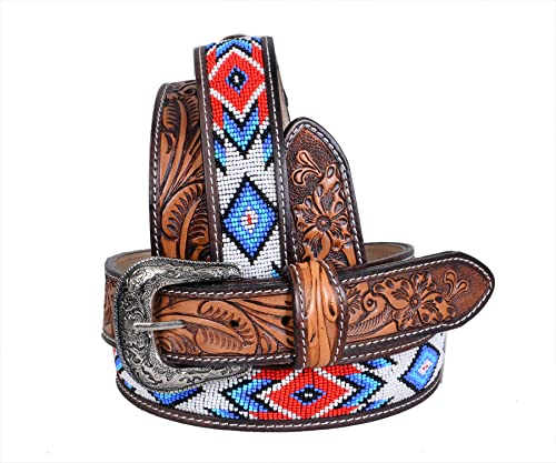 Western Beaded Genuine Leather Belt For Men and Women 30HQ106