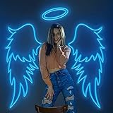 Angel Wings with Halo,Angel Wings Neon Signs for Wall Decor,Neon Light for Wedding, Party, Bar,Salon, Bedroom, Valentine's Day, Christmas Home Game Room Decoration