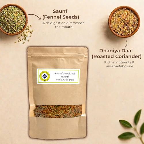Image of Jyoti Ben's Mukhwas - Roasted Fennel Seeds (Saunf) with Dhana Daal (250gm) |Premium Mukhwas|Digestive Mouth Freshener|After-Meal Snacks|100% Natural|Good For Digestion - 250 Gram | Pack of 2