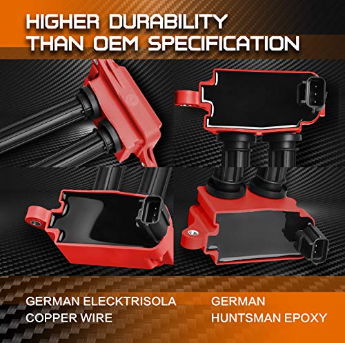 image for ENA Set of 8 Red Ignition Coil Pack V8 5.7 6.1 6.4 Compatible with Chr