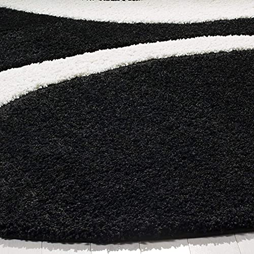 Image of Super Ultra Modern Soft Shaggy Handcrafted Anti-Skid Silk Touch Carpet, Size 5x8 Feet, Color Black