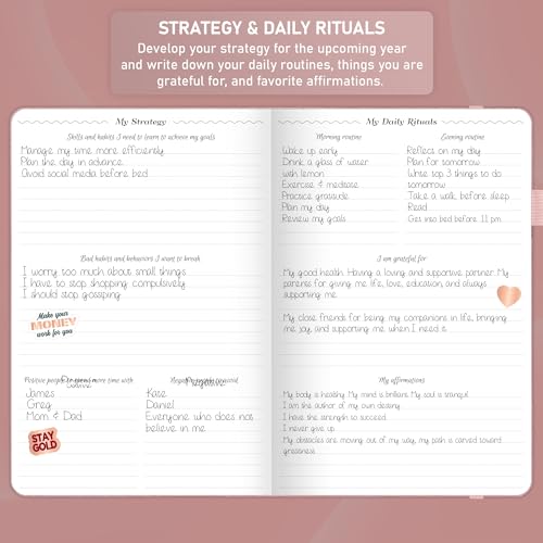 GoGirl Weekly Schedule Planner – Hourly Work & Life Planner with Time Slots – Vertical Agenda Organizer for Daily Productivity, A5 (Rose Gold) - Image 6