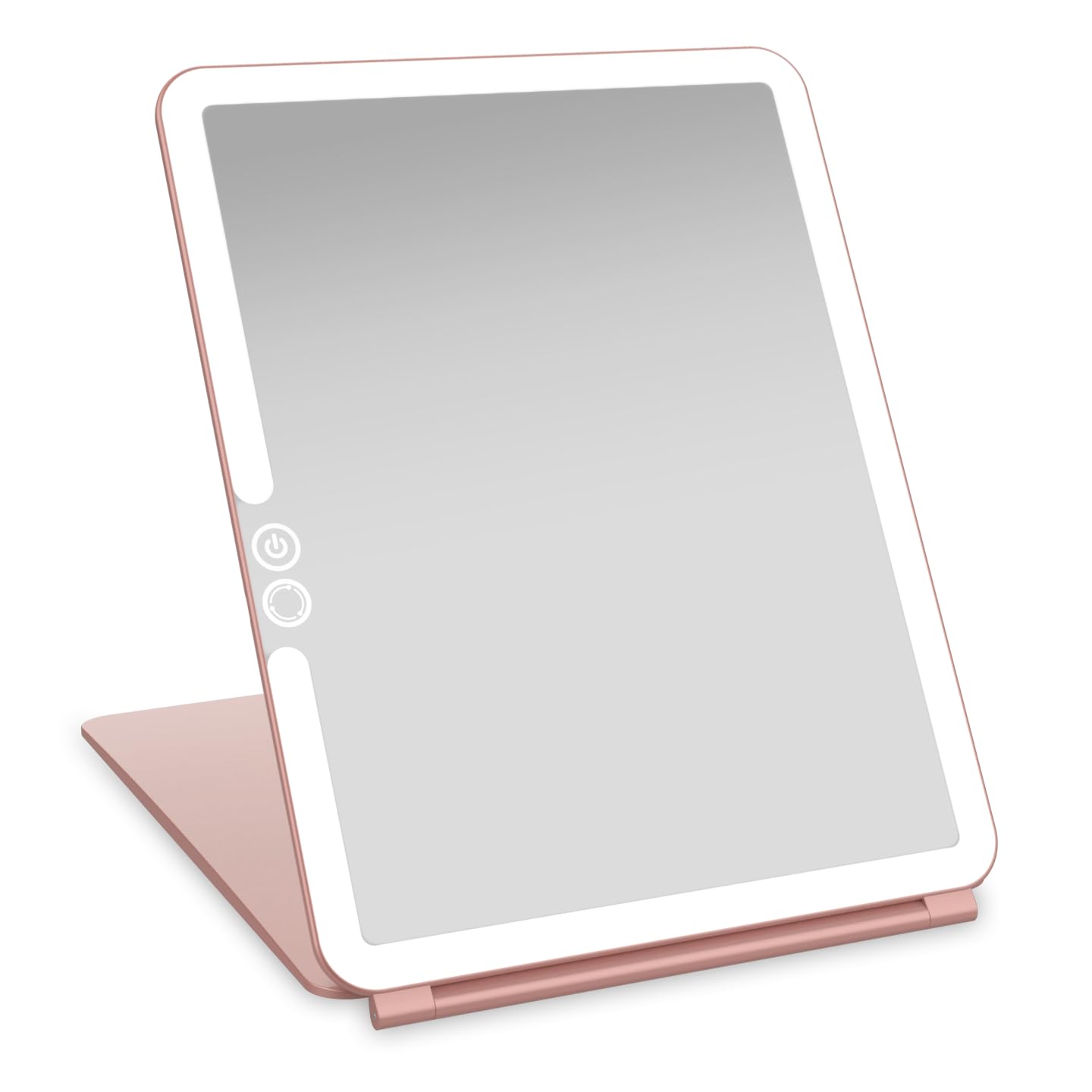 LUNA London Eclipse LED Lighted Travel Vanity Makeup Mirror | 3 Colour Light, Compact, Portable, Lighted, Rechargeable, Illuminated Mirror | Perfect for Travel, Makeup & Beauty Needs | Rose Gold