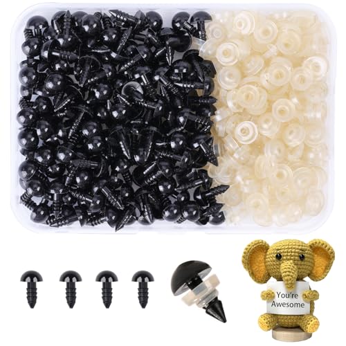 XKDOUS 9mm Safety Eyes, 280pcs for Crocheting, Crochet Eyes for Amigurumi, Stuffed Animal Doll Eyes for DIY Crafts