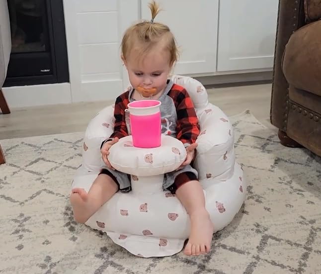 Miniatura 8 de Asiento inflable para bebé con bandeja para bebés de 3 a 36 meses, bomba de aire integrada, asiento de apoyo para bebé, silla de verano para
