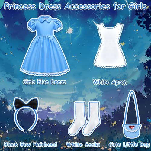 Disfraz completo azul para niñas Aoiviss con accesorios miniatura 5