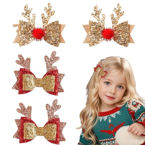 ZEPIQOR 4 Pezzi Mollette Bambina Capelli di Natale, Perfetto per Feste e Regali di Natale, Accessori Capelli Pinza, Fermagli per Ragazze Bambini Neonato Adulti di Natalizi