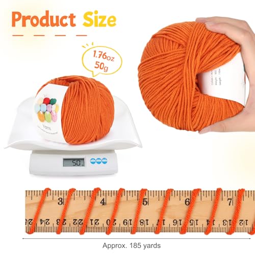 Image of Katech Cotton Yarn for Crocheting-55% Cotton 45% Acrylic-#3 DK (Light)-Super Soft Milk Cotton Yarn-Great Crochet and Knitting Starter Kit for Colorful Craft(Orange)