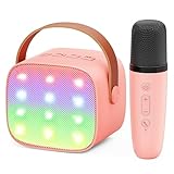 Ankuka Karaoke per Bambini Karaoke con Microfono Karaoke Cassa Bluetooth con 1 Microfono, Regalo Bambina Giochi Bimba Regalo Compleanno per 3, 4, 5, 6, 7, 8, 9,10,11,12+ Anni (Rosa)