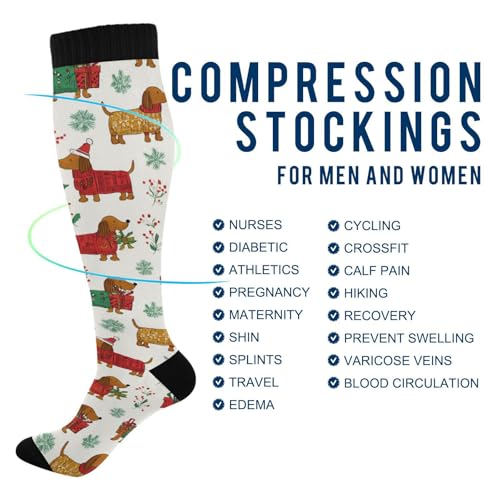 Image of SHJI Compression Socks for Women Sock Men Knee High Stockings for Running Athletic Hiking Cycling