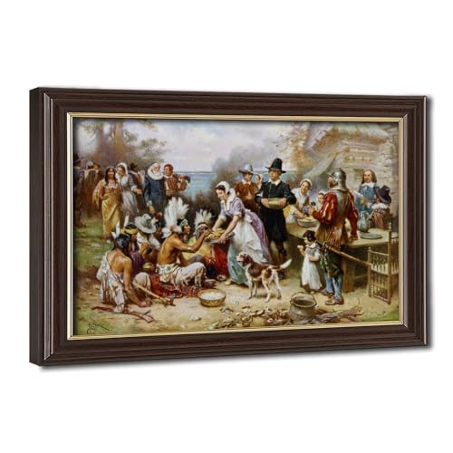 Toile Jean Leon Gerome du Thanksgiving des pèlerins pour une ambiance chaleureuse au salon