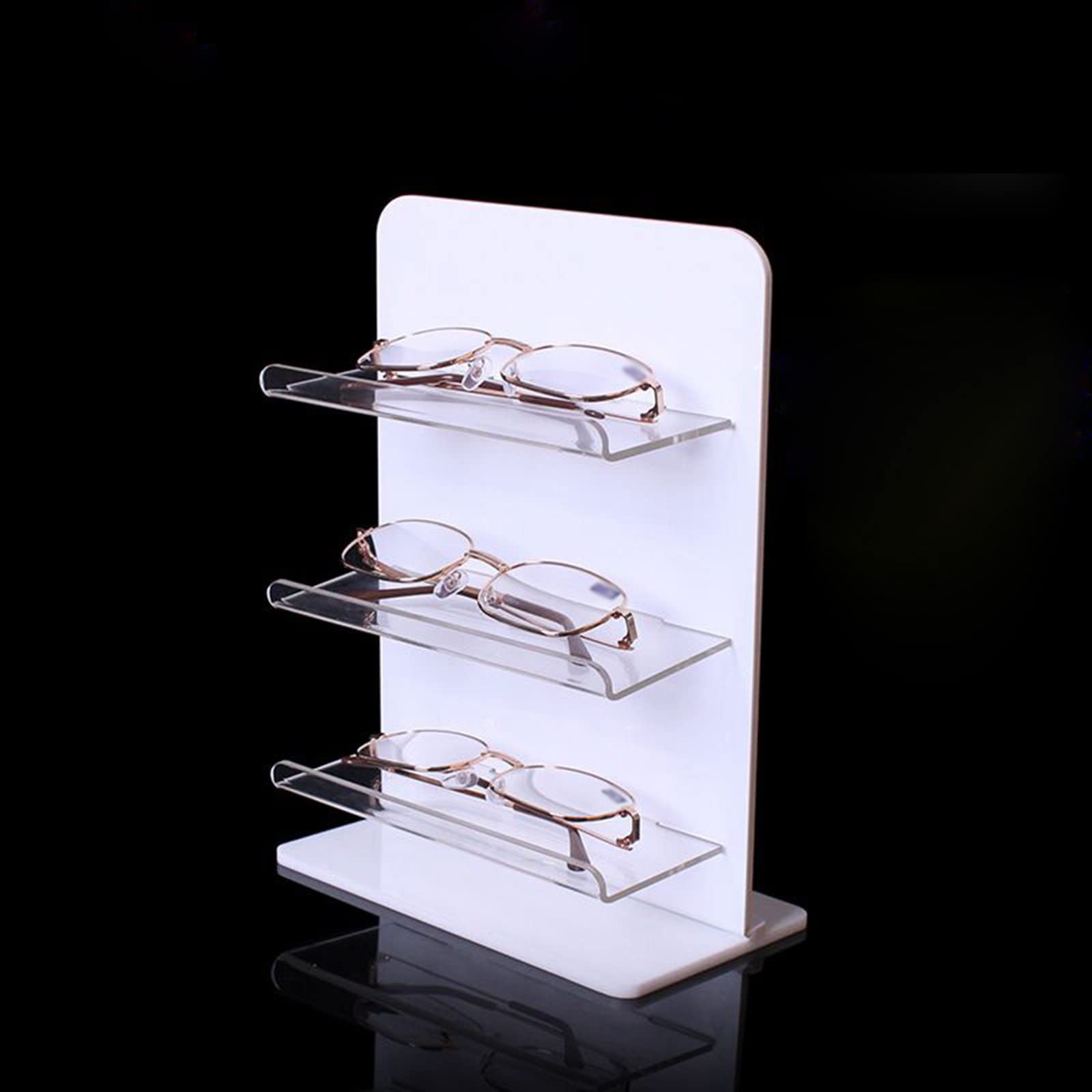Soporte de exhibición de gafas Soporte de gafas de sol de acrílico blanco Estante de exhibición de anteojos Contador Organizador de joyas Soporte de gafas Estuche de exhibición Estante de gafas de sol