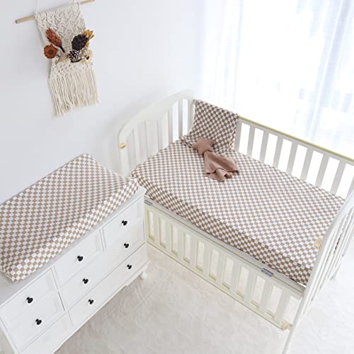 Lifetree BB2.32-COFFEECHECKERED Fitted Crib Sheets For Boys Girls & Neutral thumb #7