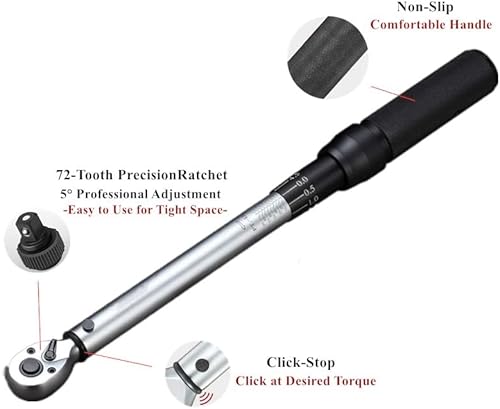Miniatura 8 de FLZOSPER Llave dinamométrica de clic ajustable de doble dirección de 12 pulgada, 10-150 ft.-lb. 13.6-203.3 Nm-USA20100051