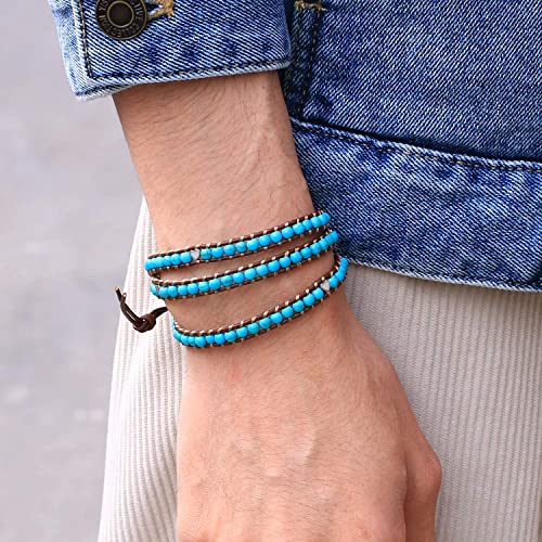 Image of KELITCH New Star Turquoise Bracelets Love Silver Beads 3 Wrap Bracelet Women Shell Pearl Bracelets