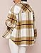 UANEO Womens Casual Plaid Wool Blend Button Down Long Sleeve Shirt Jacket Shackets (Khaki, L)