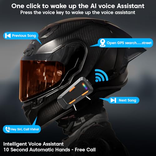 Image of Sounce Jarvis Cruiser Bluetooth Motorcycle Helmet On-Ear Headset with Dual Phone Connectivity Wireless 5.3 Music GPS Support 800mAh Battery IP67 Waterproof Compatible with Universal Helmets (Black)