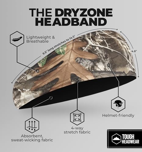 Image of Tough Headwear Tough Outfitters Headband for Men - Mens Headbands - Working Out Sports Performance Head Bands - Athletic Cycling Running Sweat Band, Football Headbands - Sweat Bands Men /Women