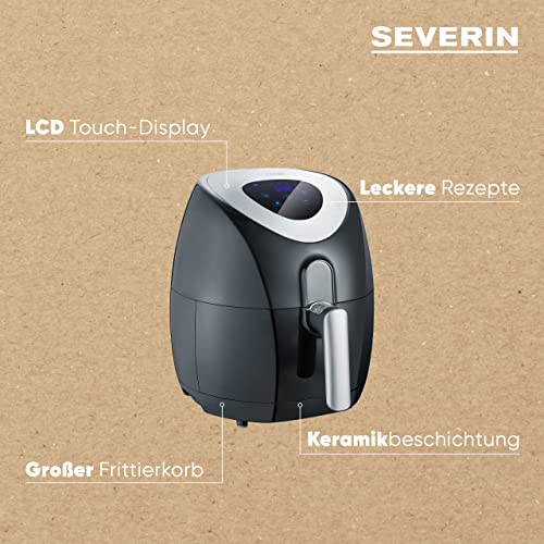 SEVERIN Heißluftfritteuse mit 6 Automatikprogrammen, Airfryer zum Frittieren ohne Fett, innovative Heißluft-Technologie für gesundes Frittieren, Schwarz/Edelstahl, FR 2430 – Bild 5