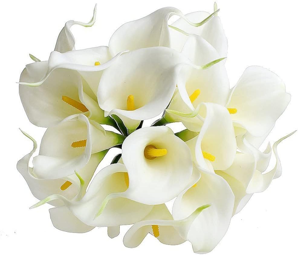EXCEART Real Touch Artificial Pu Calla Lily Bouquet 13 Inch Bridal Wedding Flower Arrangement Lifelike Faux White Calla Lilies for Home and Party Decoration - Image 3