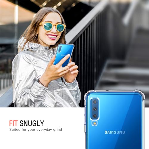 Image of Lustree Back Cover Transparent Case Compatible with Samsung Galaxy A7 2018 | Clear + TPU Case with 4 Corner Air Cushion Protection & Camera Protection | Slim& Stylus Cover